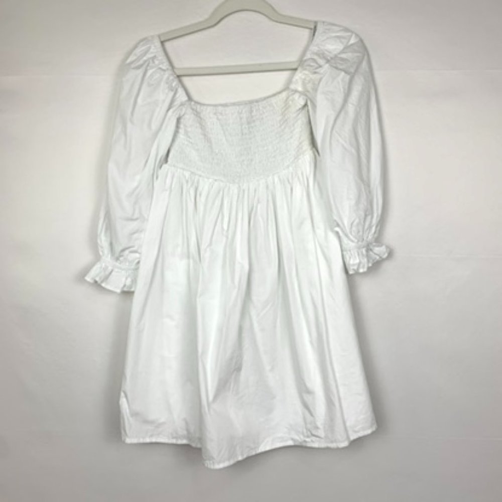 NWT Faithfull The Brand Arles Square Neck Puff Sleeve Mini Dress White Small - Picture 4 of 11
